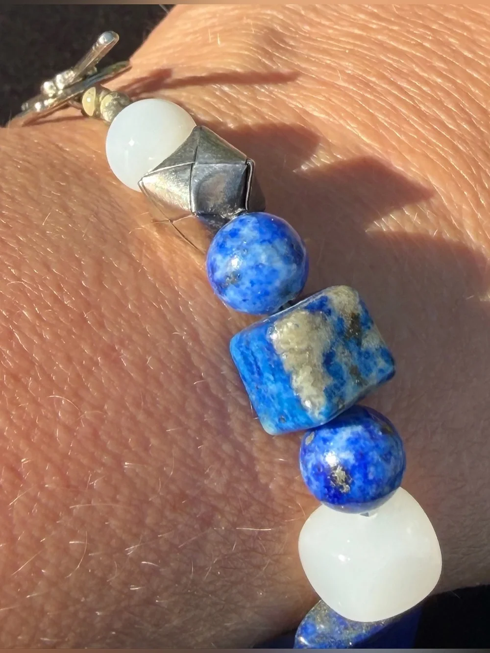 Lapis Lazuli, Quartz, .925 Artisan Hand Crafted Bracelet